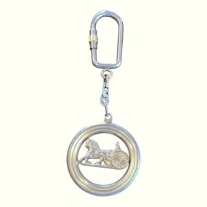 Celine Carrier Logo Goldtone Metal Keychain Bag Charm